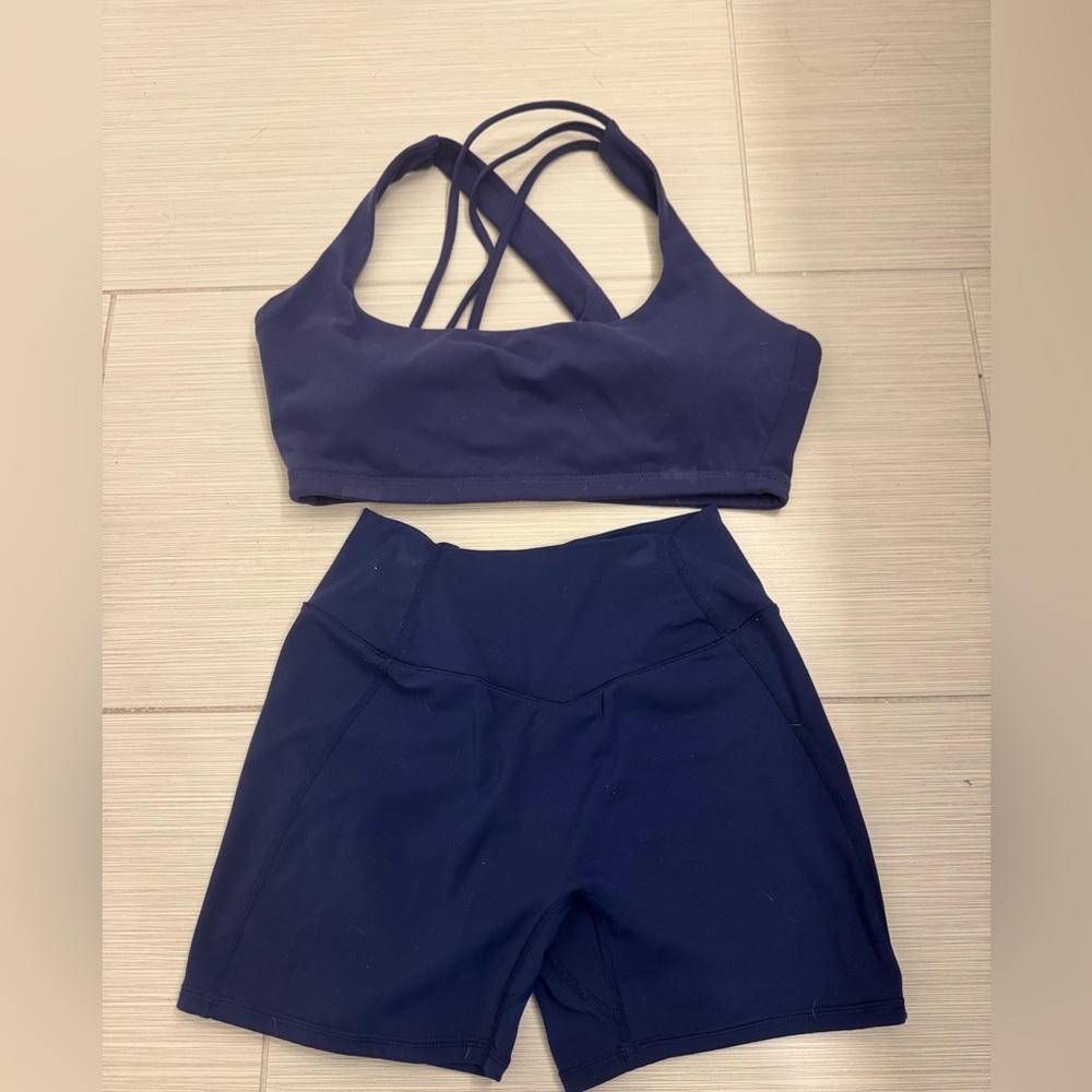 Buff bunny Navy Blue Sports Bra and Shorts Set